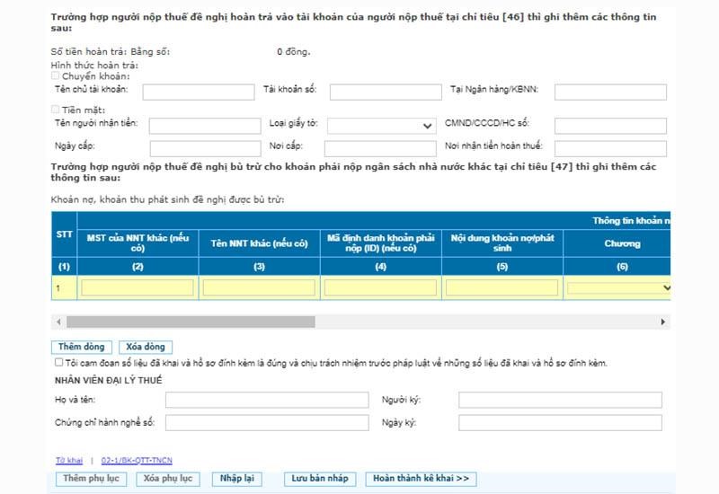 Khai thuế tncn