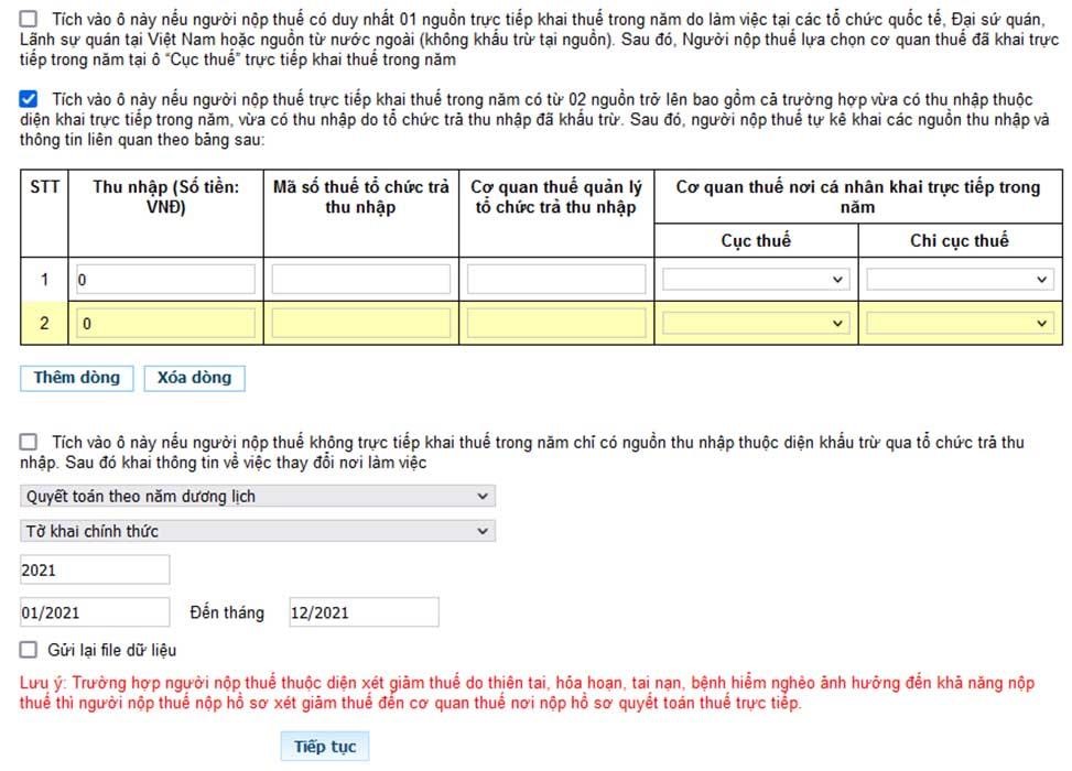 Quyết toán thuế thu nhập cá nhân 2 nơi